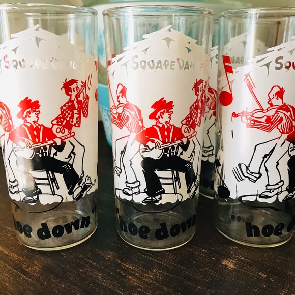 Vintage Square Dance Hoe Down Drinking Glasses❤️